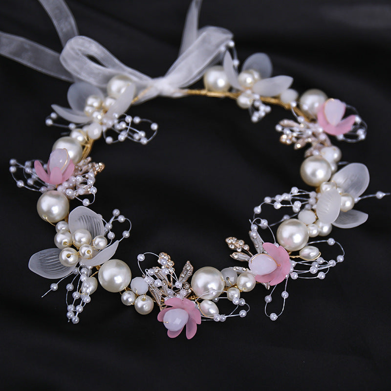A Floral Ribbon and Pearls Headdress