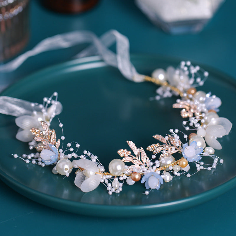 A Floral Ribbon and Pearls Headdress