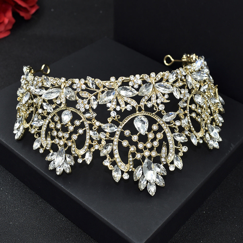Large Crystal Leaf Bridal Crown