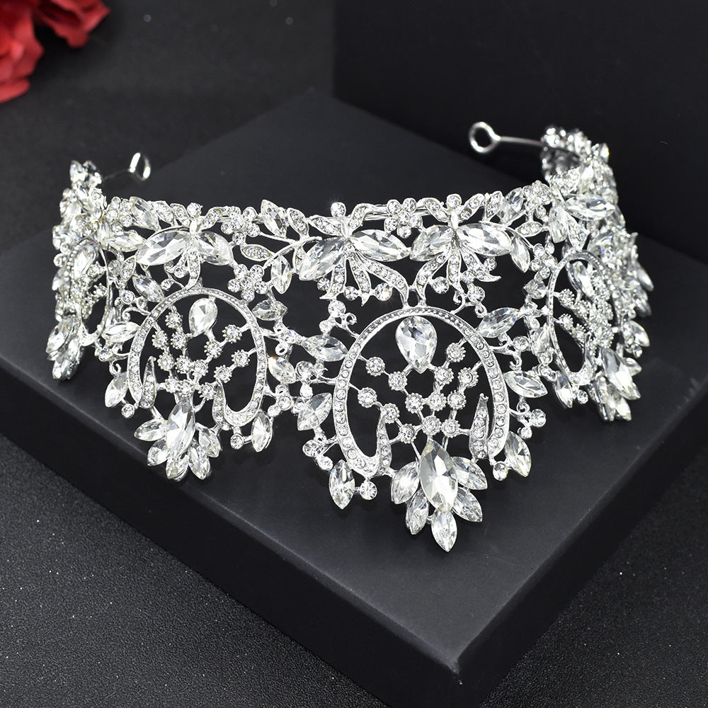 Large Crystal Leaf Bridal Crown