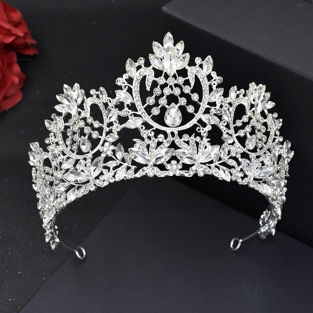 Large Crystal Leaf Bridal Crown