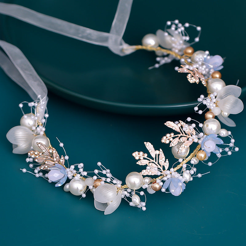 A Floral Ribbon and Pearls Headdress