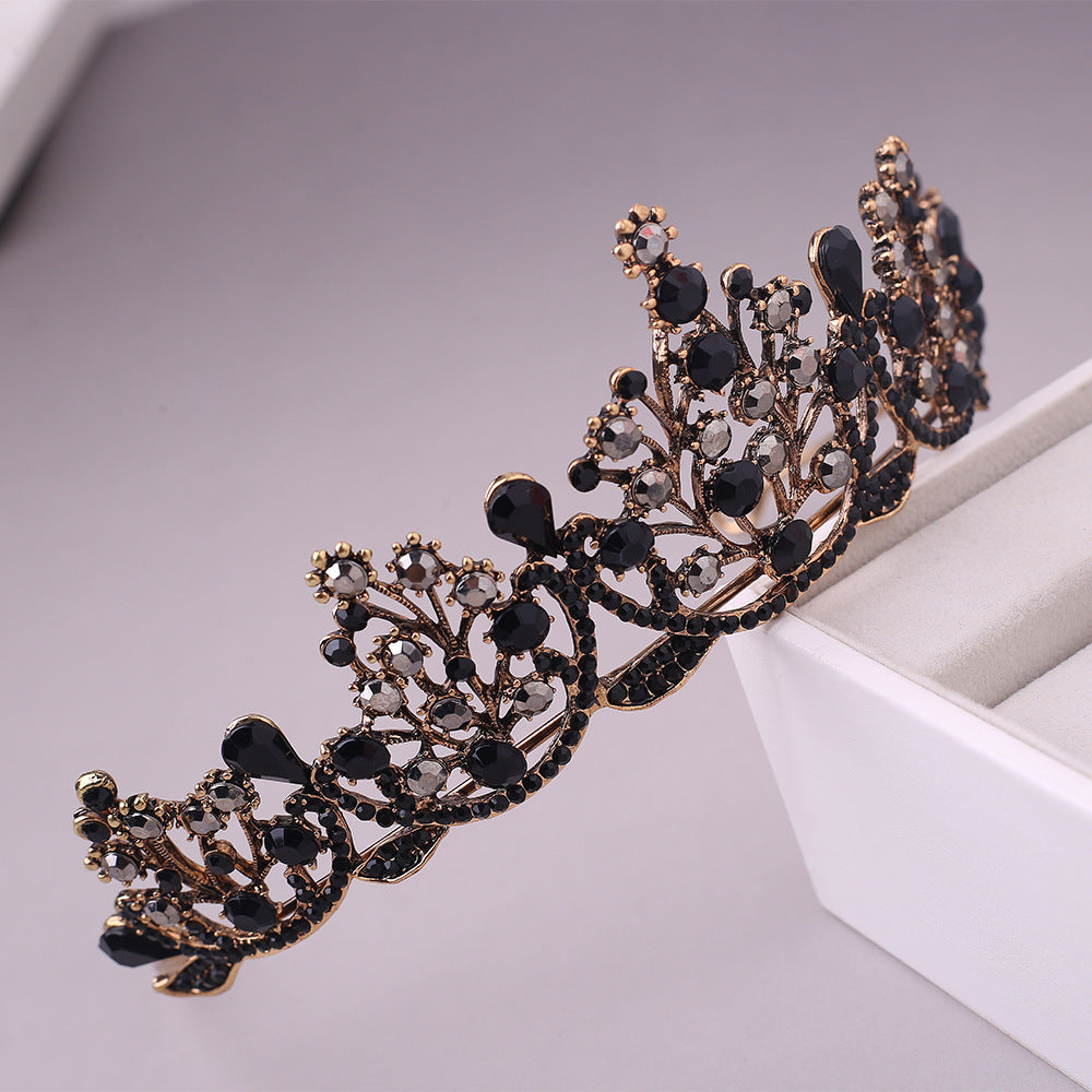 Baroque Vintage Black or White Rhinestone Tiara