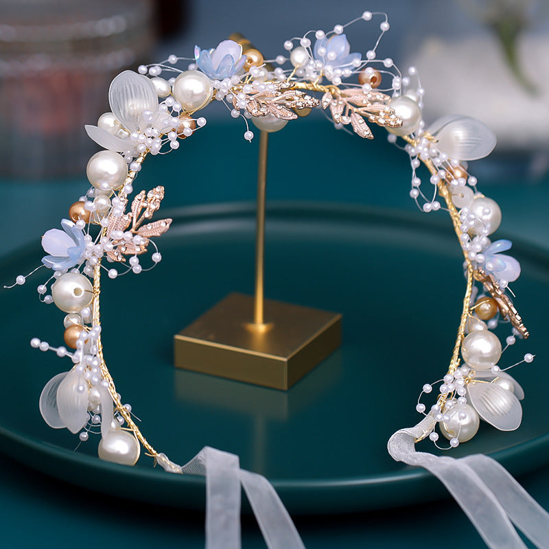 A Floral Ribbon and Pearls Headdress