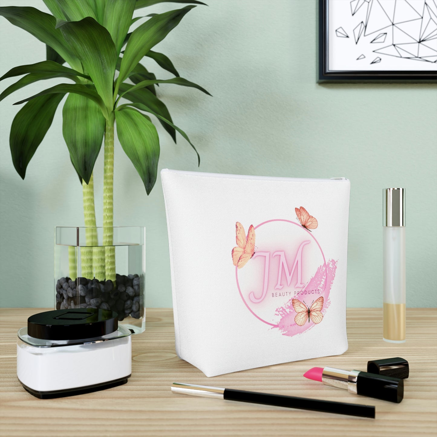 Jodi Metcalf's Butterfly Cotton Cosmetic Bag in White