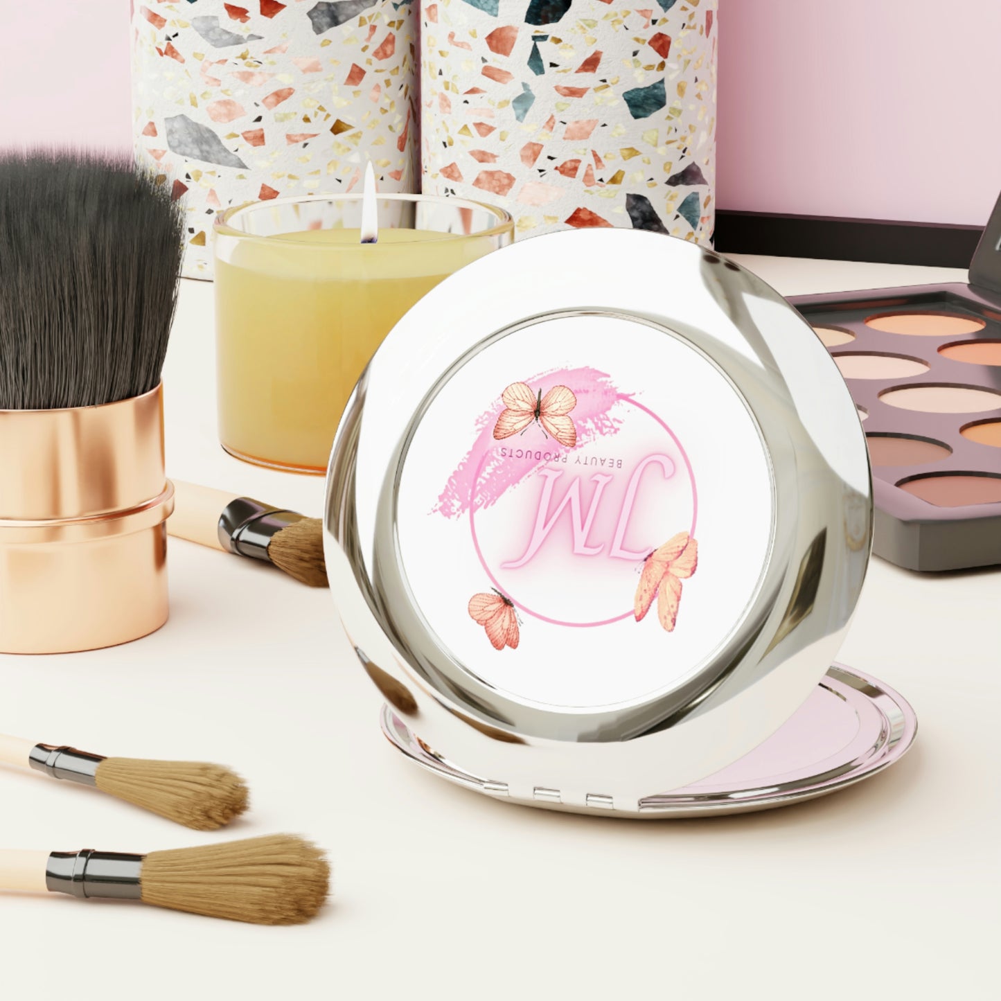Jodi Metcalf's Butterfly Compact Travel Mirror in White
