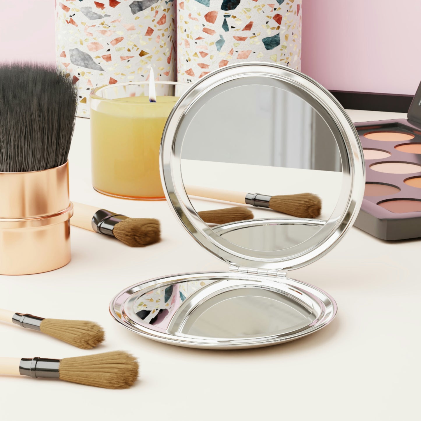 Jodi Metcalf's Butterfly Compact Travel Mirror in Grey / Gray