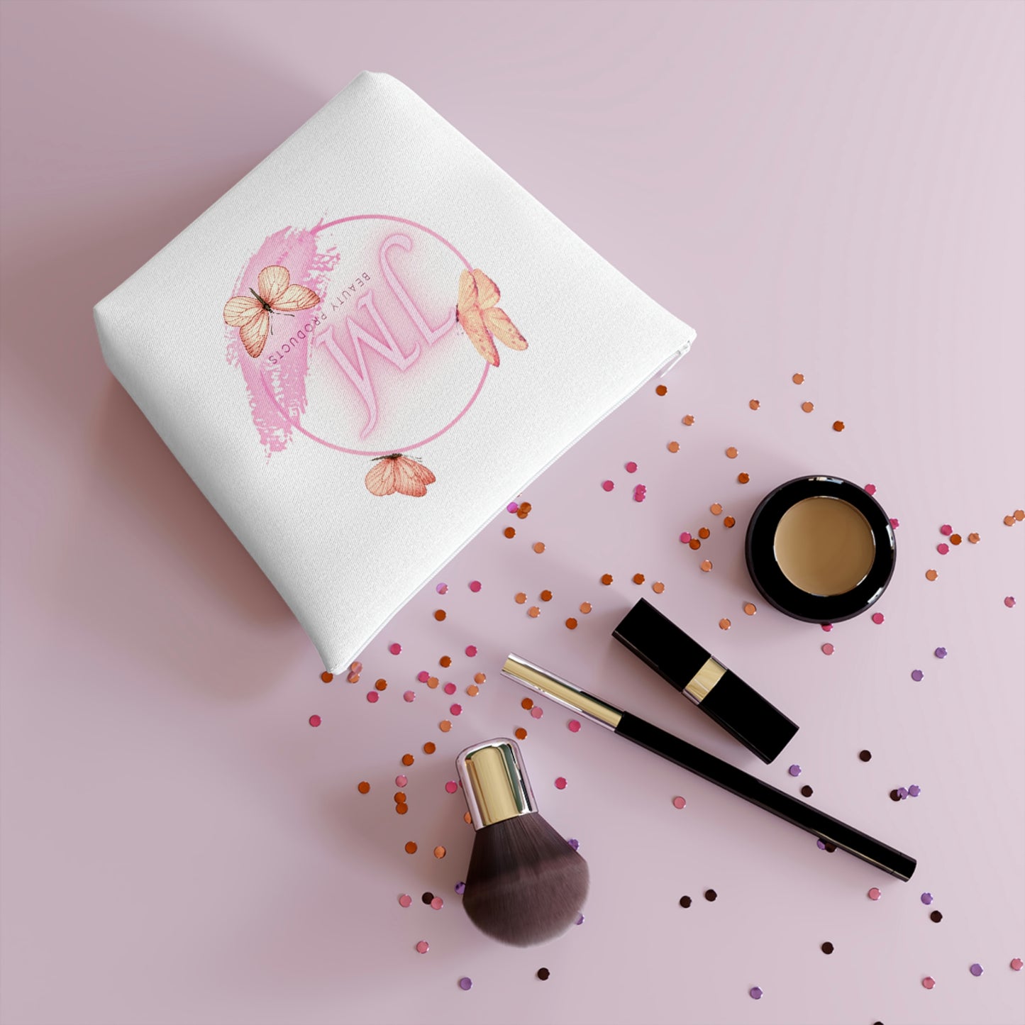 Jodi Metcalf's Butterfly Cotton Cosmetic Bag in White