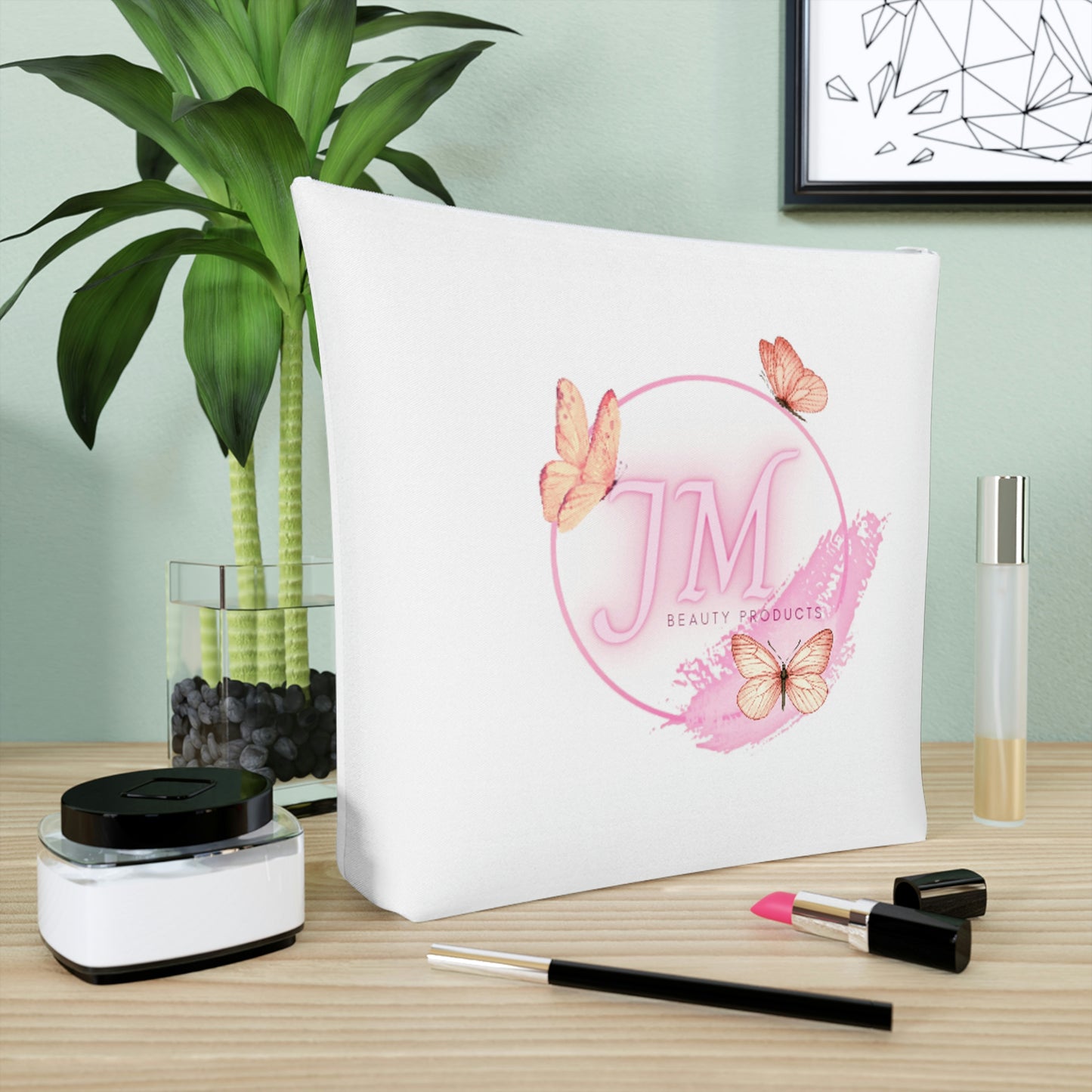 Jodi Metcalf's Butterfly Cotton Cosmetic Bag in White