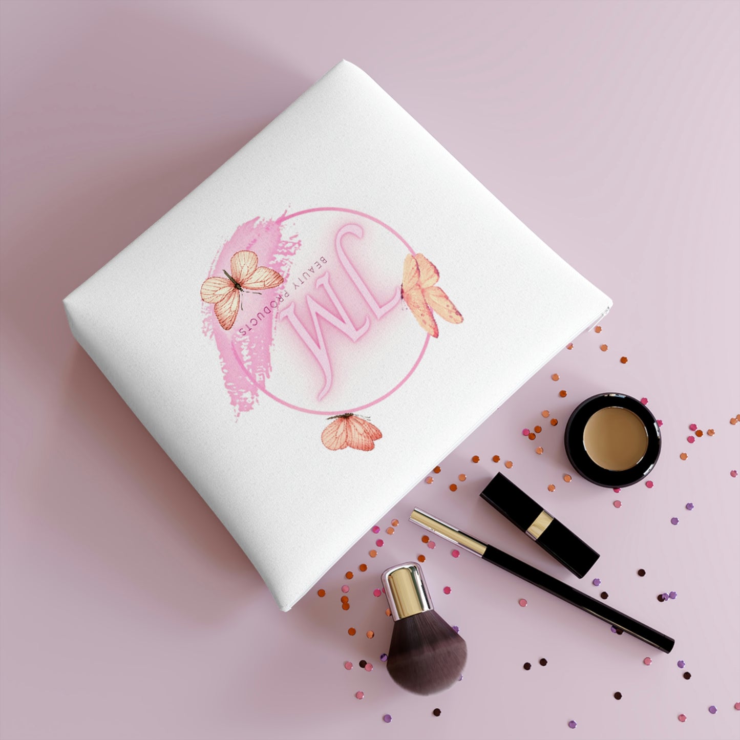 Jodi Metcalf's Butterfly Cotton Cosmetic Bag in White