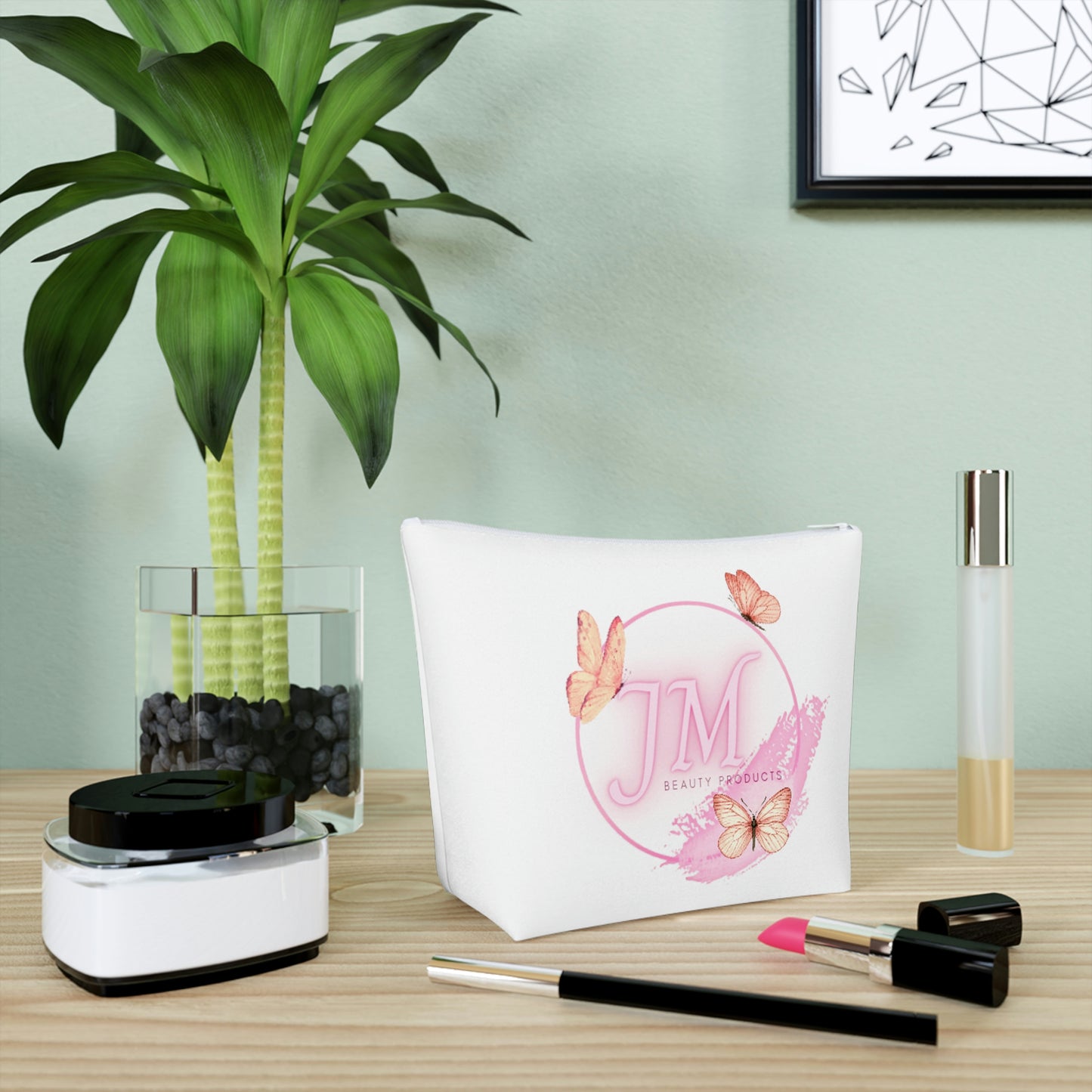 Jodi Metcalf's Butterfly Cotton Cosmetic Bag in White