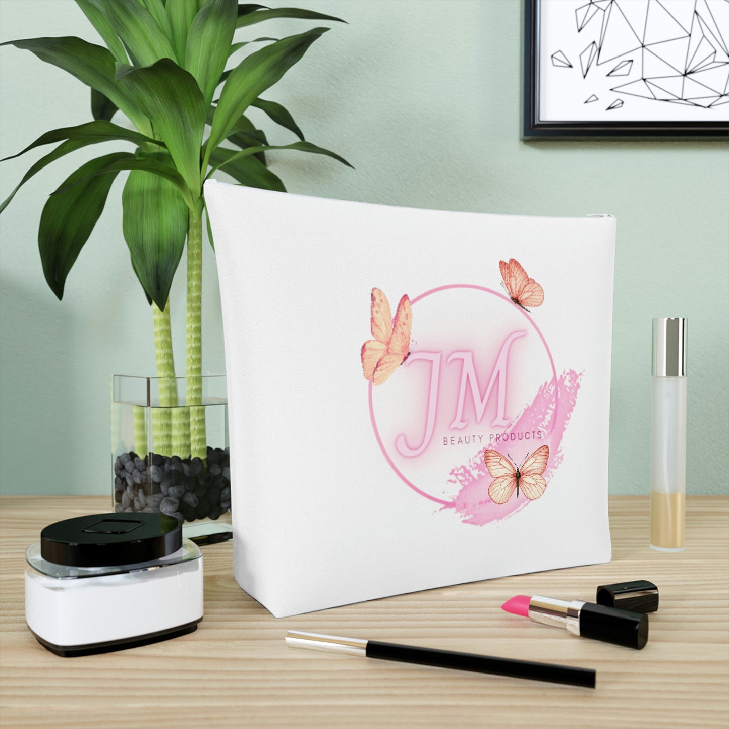 Jodi Metcalf's Butterfly Cotton Cosmetic Bag in White