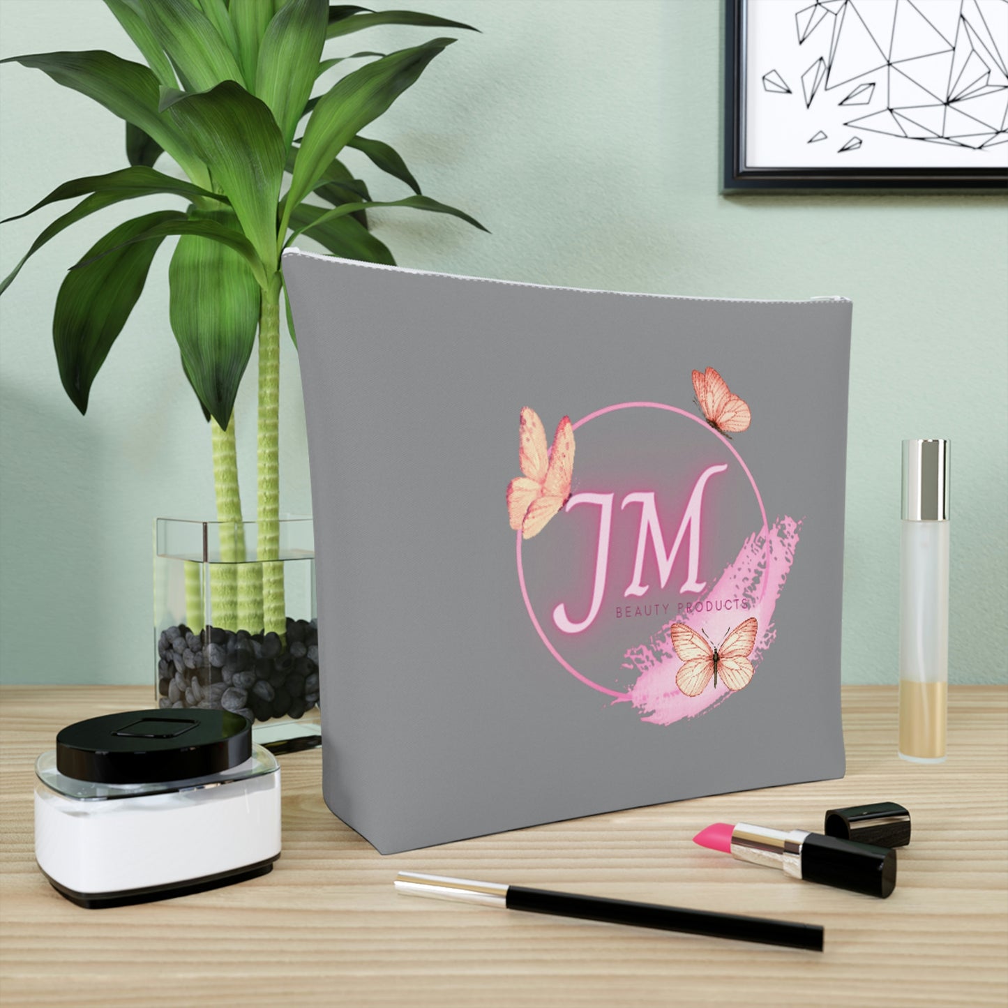 Jodi Metcalf's Butterfly Cotton Cosmetic Bag in Grey / Gray