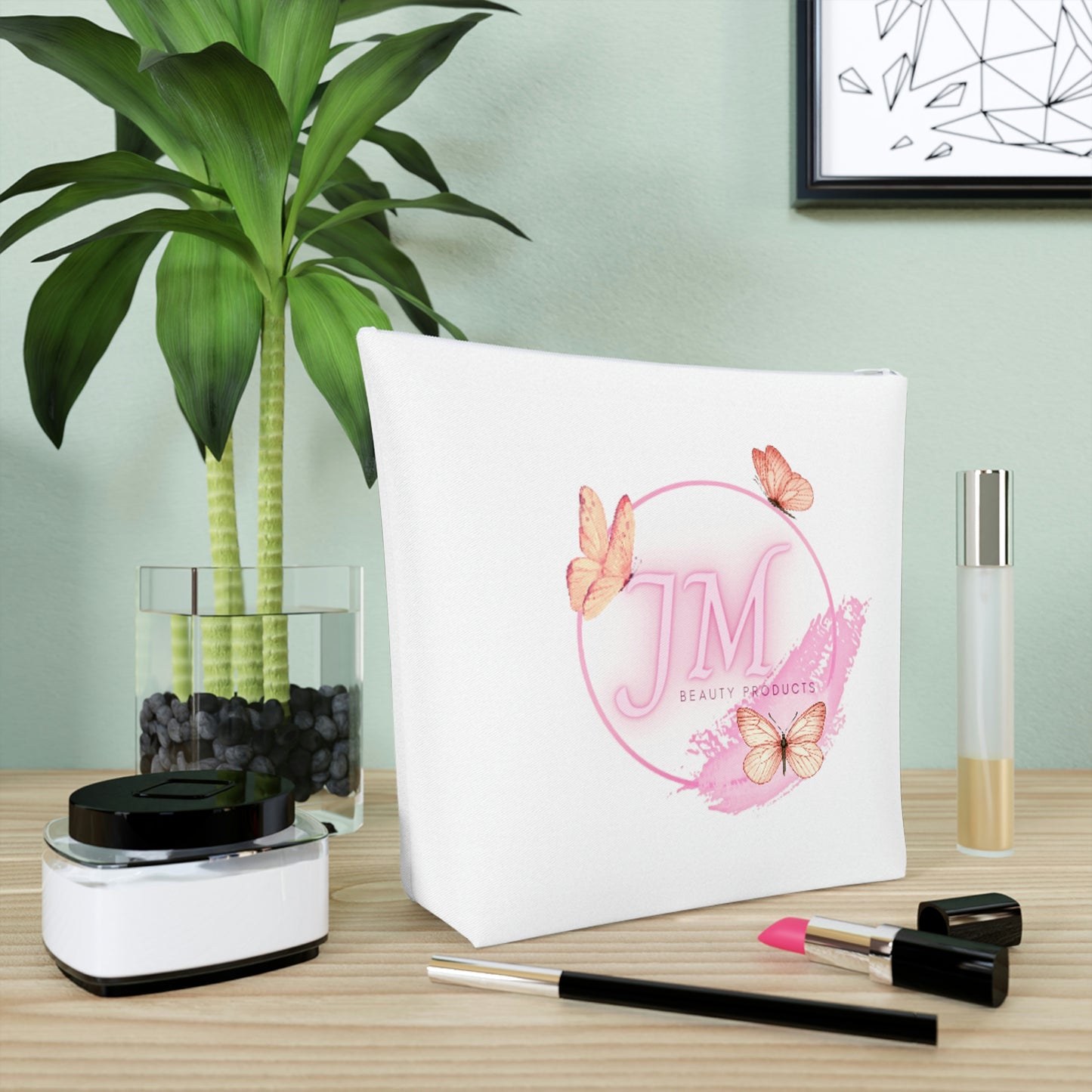 Jodi Metcalf's Butterfly Cotton Cosmetic Bag in White