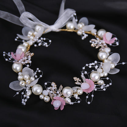 A Floral Ribbon and Pearls Headdress