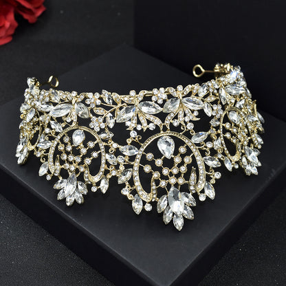 Large Crystal Leaf Bridal Crown
