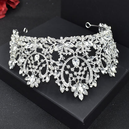 Large Crystal Leaf Bridal Crown
