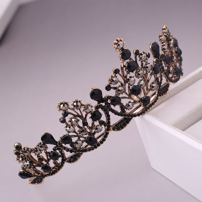 Baroque Vintage Black or White Rhinestone Tiara